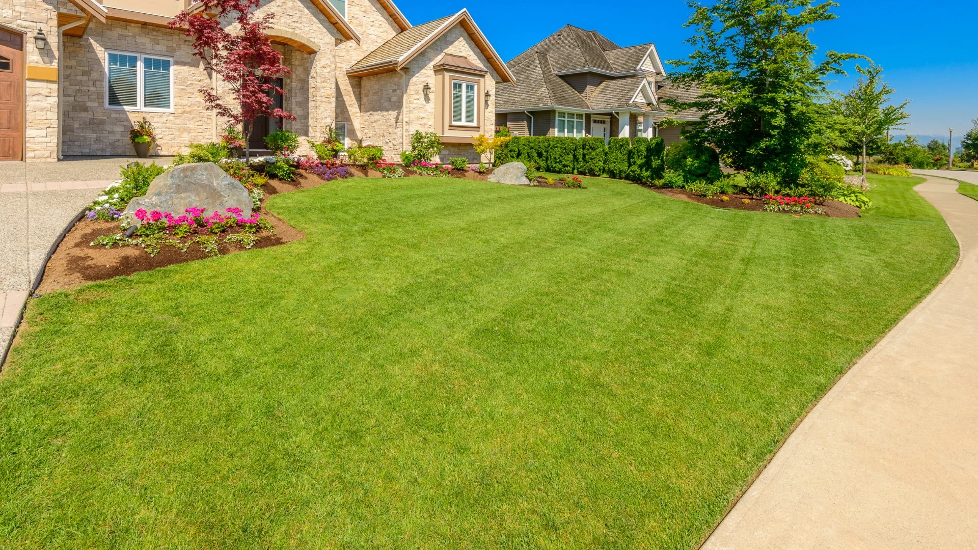 A large green lawn in front of our client's home in West Chester, PA.