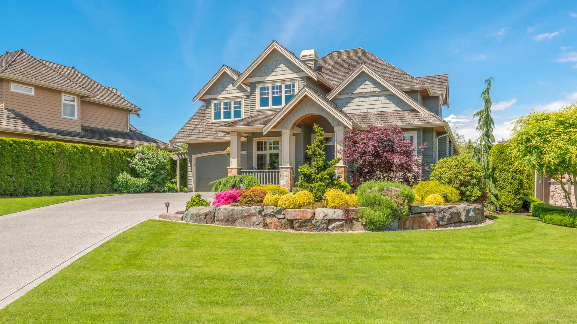 A large home with their lawn serviced by professionals in Horsham, PA.